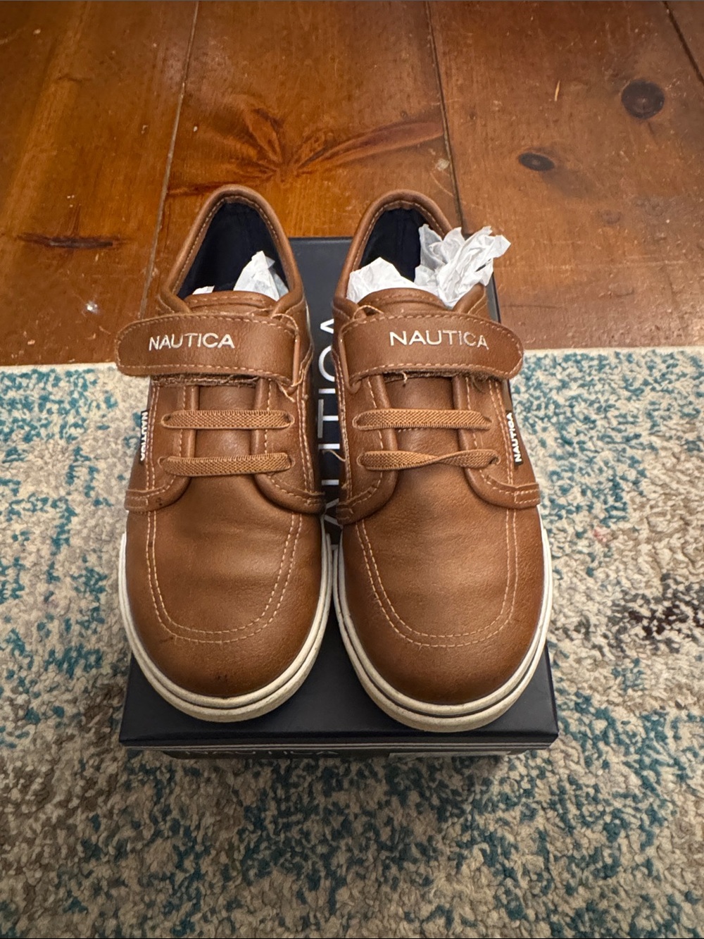 Nautica Men's Tan Leather-Look Boat Shoes